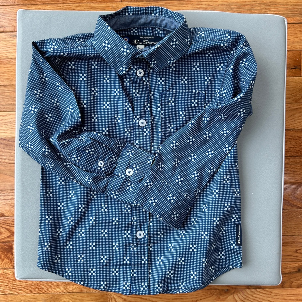 24M/2T Ben Sherman 🇬🇧 Button Up Shirt Blue Dot